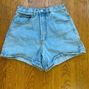 Light denim jean shorts